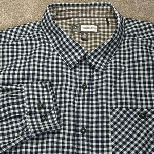 Toad&Co Large Button Down Shirt Mens Navy White Gingham Insect Shield Excellent